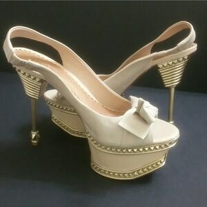 Bebe Genuine Leather Shoes with Gold Accents